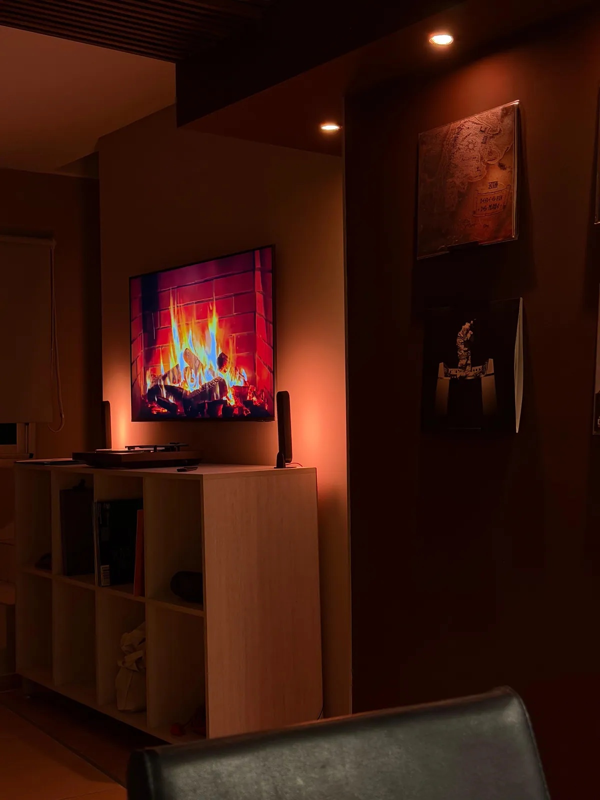 Muro de apoyo para TV con iluminación integrada
