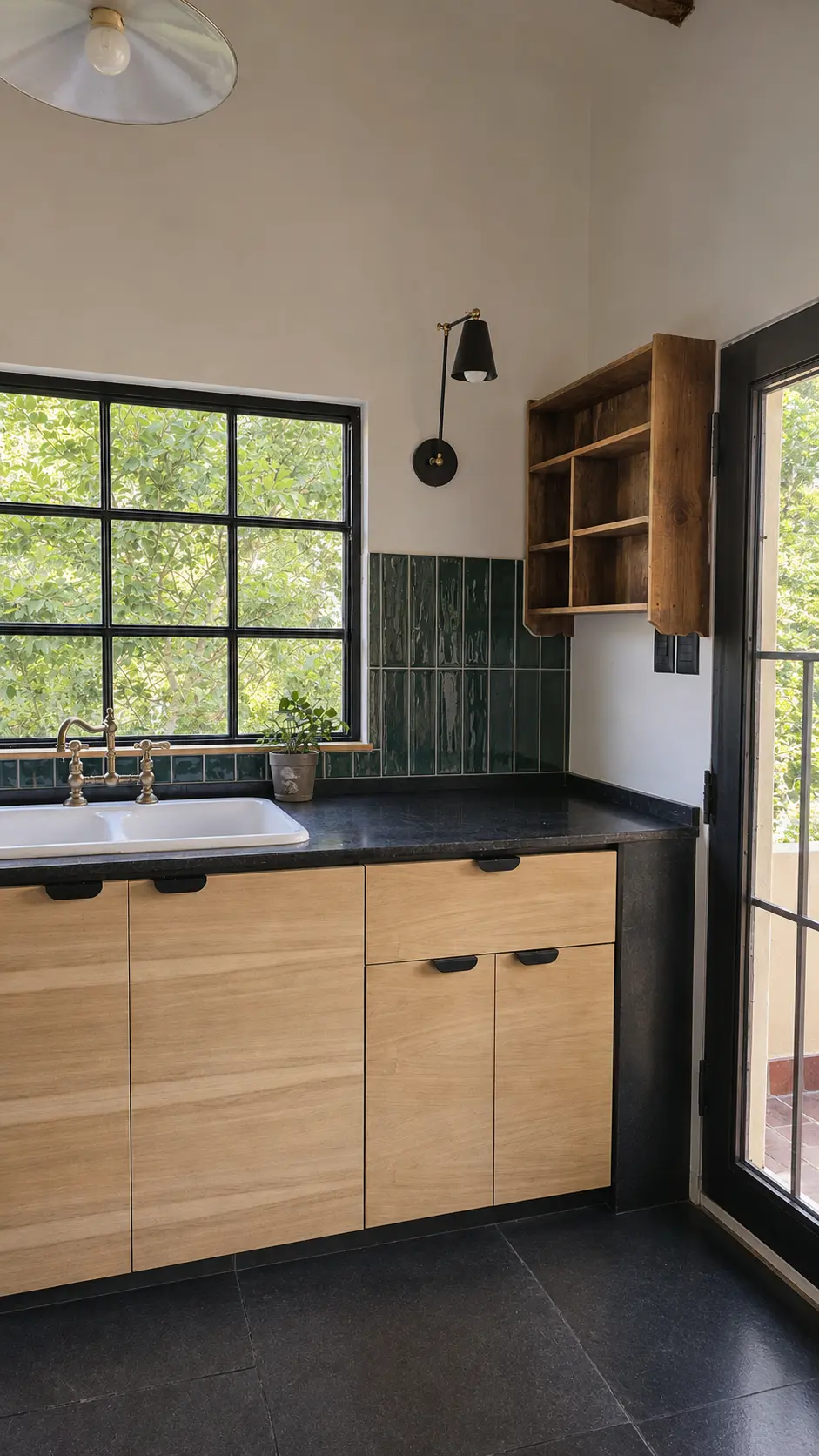 Sector de bacha, ventana y mobiliario renovados en Casa Cabalango