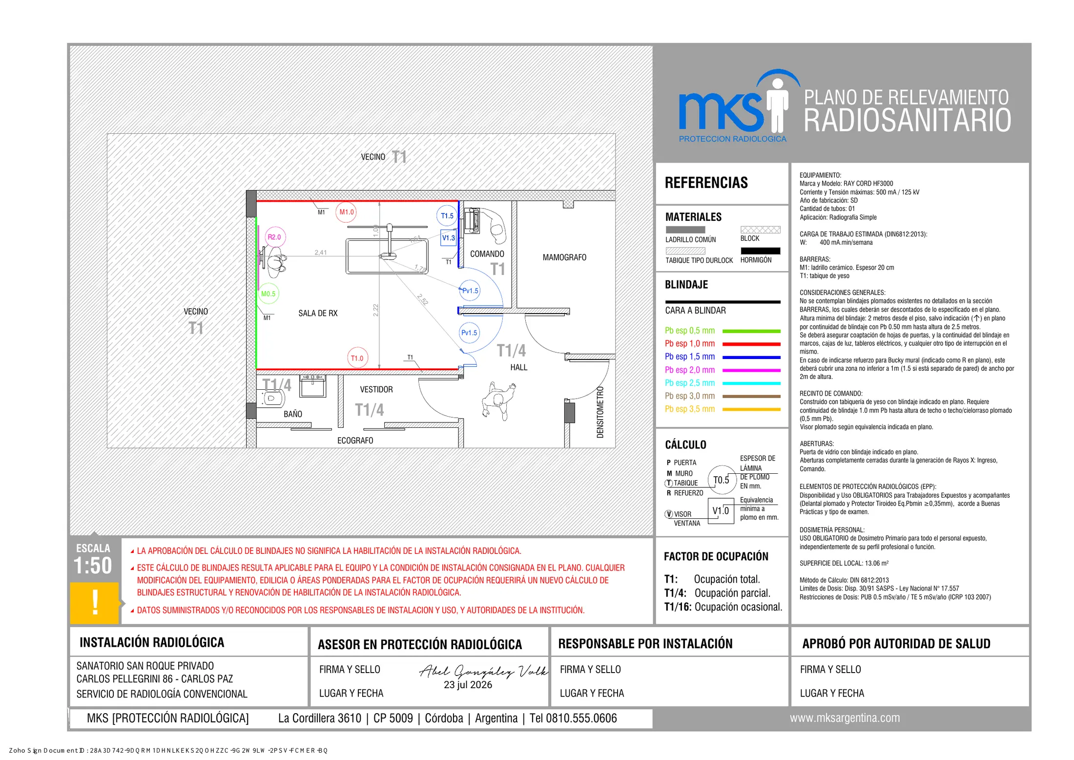 Plano técnico de protección radiológica para la sala de Rayos X